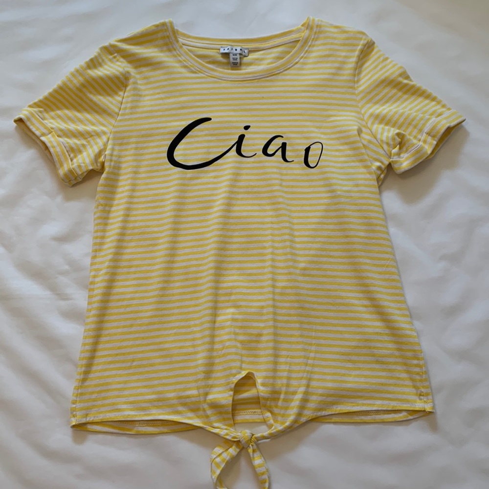 NWT Tribal Yellow & White Striped Tee